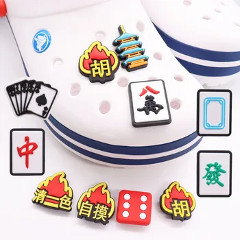 1Pcs Kinijos Mahjong Pokerio PVC Batų Pakabukai Batai Aksesuarai Užkimšti Papuošalai Croc Jibz Rankogaliai Vaikai, Moterys, Vyrai, X-mas Dovana