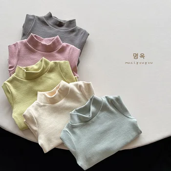 2022 Naujų Vaikų Long Sleeve T Marškinėliai Kieto Vaikams Laisvalaikio Viršūnes Rudenį, Žiemą Šiltas Baby Dugno Marškinėliai Mados Berniukų Marškiniai