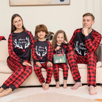 2022 Šeimos Kalėdų Derinti Drabužius Pižama Nustatyti Suaugusiųjų Motina, Tėvas, Vaikai, Sūnus Kalėdos Komplektus Baby Girl Rompers Sleepwear Pižamos