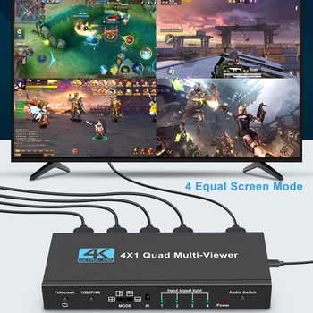 4K HDMI suderinamus Multiviewer 4x1 1080P Multi Viewer Quad Ekranas, HDMI Multi-Viewer Splitter Besiūlių Switcher IR PC
