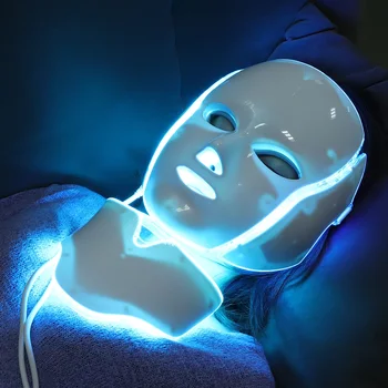 7 Spalvų Šviesos diodų (LED) Veido Kaukė Su Kaklo Odos Atjauninimas, Veido Priežiūra, Gydymas, Grožio Led Veido Kaukė