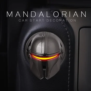 Automobilių apdailos Mandalorian vieną mygtuką pradėti žiedas uždegimo jungiklio mygtuką, apdailos dangtelį asmenybės interjero kietas pakeitimo