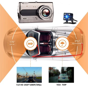 Automobilių DVR Full HD 1080P Brūkšnys Kamera Galinio vaizdo Transporto priemonės Vaizdo įrašymo 24H Stovėjimo Auto Judesio Jutiklis Naktinis Matymas G-sensorius