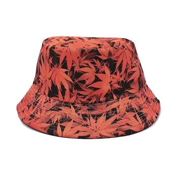 Bucket Hat Klevo lapų Spausdinimo Panamos Vyrų Kepurę dvipusių Spausdintų Paplūdimys Skrybėlės Moterims Žvejo Skrybėlę Harajuku Bžūp Vasaros Skrybėlę
