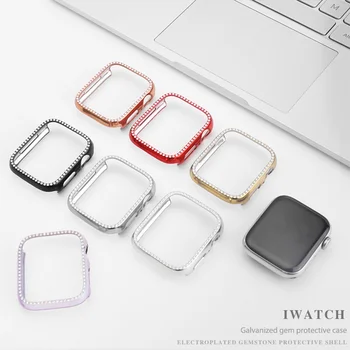 Diamond PC Case Cover for Apple Watch Band 6 5 4 3 2 1 SE Apsaugoti Bamperis iWatch Atveju 