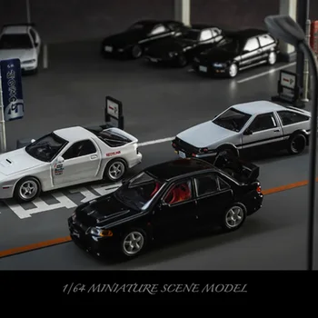Diorama 1/64 Pradinė D Japonijos Dekoracijos, Automobilių Stovėjimo Aikštelė Ekranas Streetscape Modelis Miniatiūriniai Žaislai