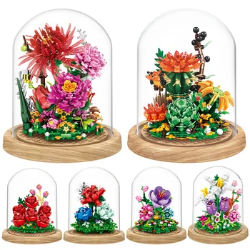 Draugų Mini Meno Nemirtingas Rožių Gėlių Blokai Kaktusas Augalų Puokštė Namų Apdailos Plytų Ornamentu Žaislai Vaikams Dovanos