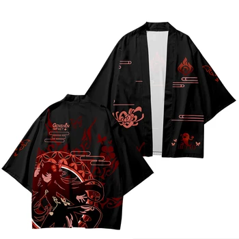 Genshin Poveikio Hu Tao Cosplay Tradicinių Kimono Megztinis Harajuku Streetwear Samurajus Kostiumas Yukata Haori