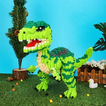 HCP 8680 Juros Periodo Dinozaurų Velociraptor Gyvūnų Monstras 3D Modelis Mini Magic Blokų, Plytų Pastatas Žaislas Vaikams ne Lauke
