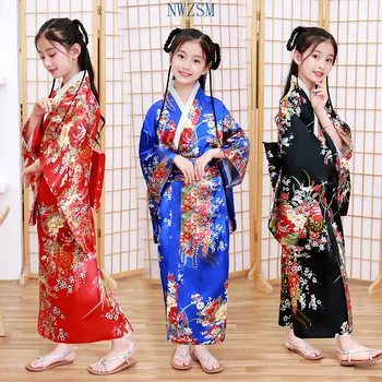 Japonų Stiliaus Merginos Tradicinių Kimono Vaikai Originalus Ao Dai Yukata Vestuvių Suknelė Vaikų Šokių Haori Harajuku Cosplay Kostiumai