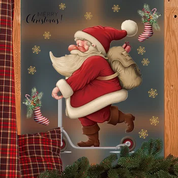 Kalėdų Lango Lipdukas Riedlentė Santa Claus Sienų Lipdukai Dekoracija ant Lango Kalėdos Lipdukus Fone, tvirtai laikosi Lipdukai