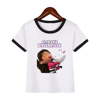 Kawaii merginos marškinėliai Gabbys Lėlės Namas animacinių filmų spausdinti vaikai marškinėlius vaikams gimtadienio apranga tshirts viršūnes mergaičių drabužių didmeninės