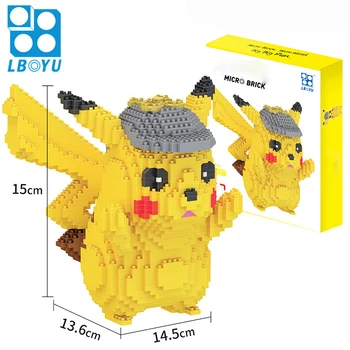 LBOYU Pokemon Mini Blokai Detektyvas Pikachu Diamond Micro Plytų Duomenys Žaislai Vaikas, Gimtadienio Dovana