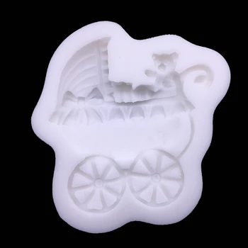 Lokys Lankas Bowknot Kūdikis Vežimas Silikono Formos Sugarcraft Šokoladinių Keksiukų Kepimo Formą Minkštas Tortas Dekoravimo Įrankiai