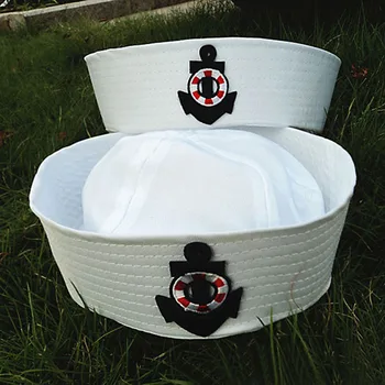 Mados Baltas Kostiumas Sailor karinio jūrų Laivyno Skrybėlę Kepuraitė su 