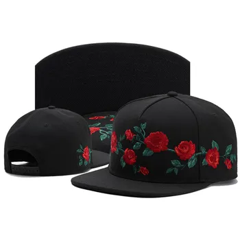 Mados Fastball bžūp hip-hop beisbolo kepuraitę Rose siuvinėjimo skrybėlę Vyrų ir moterų Gatvės kepurės medvilnės snapback skrybėlės reguliuojamas gorras