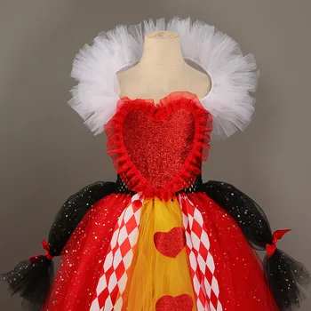 Mergina Širdžių Karalienė Kostiumas Stebuklų Pasaka Fancy Dress Blizgančių Helovinas Piktadarys Drabužiai Vaikams Blogis Raudonos Karalienė Tutu Suknelė