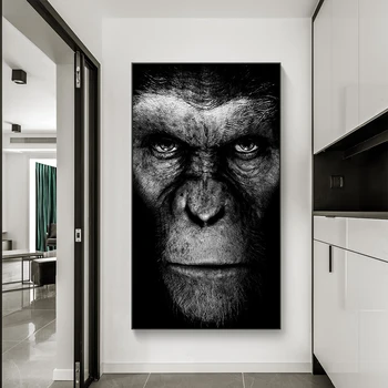 Moderni Juoda Gorila Tapyba ant Drobės, Sienos Menas, Plakatų ir grafikos Šiaurės Gyvūnų Nuotraukos Kambarį Namuose Cuadros Dekoras