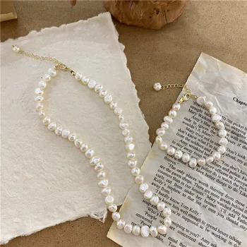 Natūralūs Gėlavandenių Perlų Choker Karoliai Baroko Perlų Papuošalai Moterims, Vestuvių Perlų Karoliai Choker