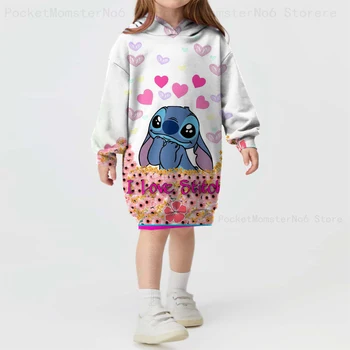 Pavasarį ir rudenį naujų vaikų drabužių megztinis suknelė spausdinti atsitiktinis sportinę Disney Dygsnio animacinių filmų mergina hoodie džemperis