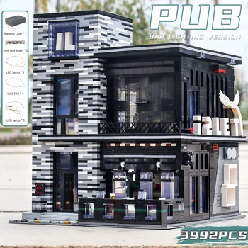 PELĖSIŲ KARALIUS 16042 Streetview Blokai SS-53084 PUB ir Restoranas modelis Plytų Švietimo Žaislai Vaikams Gimtadienio Dovanos