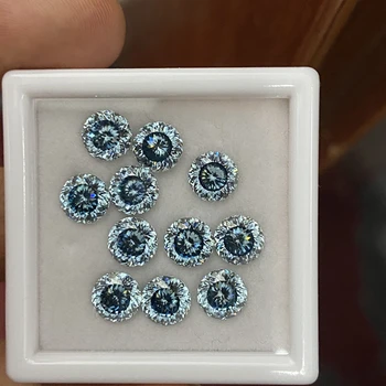 Puikios 100 Briaunotas Sumažinti 6,5 mm 1ct Mėlynas Safyras Moissanite Deimantų Naujausias Išgalvotas Sintetinis Akmuo