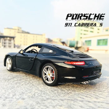 Rastar 1:24 Porsche 911 Carrera S juoda superautomobilį Statiškas Modeliavimas Diecast Lydinio Modelio Automobilių Žaislas surinkimo Kalėdų dovana modelių