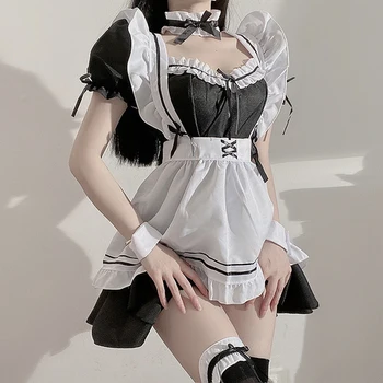 Saldus Puikus Lolita Suknelė Mergina, Moteris, Seksualus Kambarinės Apranga Retro Japonų, prancūzų Kambarinės Uniforma Suknelė Anime Cosplay Kostiumas Suknelė