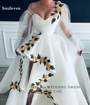 Smileven Princesė Vestuvių Suknelė Su 3D Gėlės Brangioji Sluoksniuotos Rankovėmis Brangioji, Saudo Arabija Vestuvių Suknelės