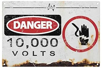 Tamsiai Filialai Asmeninį Retro Įspėjamasis Ženklas Pavojaus 10000 Voltų Metalo Ženklas, Stiliaus Metalo Pasirašyti Alavo 8