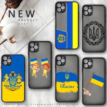 Ukrainos vėliava Telefono dėklas Skirtas iphone 13 14 12 11 8 7 plius mini x xs xr pro max matinis skaidrus ukrainos dangtis