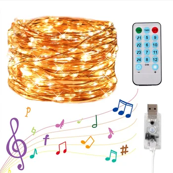 USB Valdomas Garsas Įjungtas LED Muzika Styginių Šviesos Girlianda Už Kaimiškas Vestuves Deco Vestuvių Šventė Valentino Dienos Dovanos