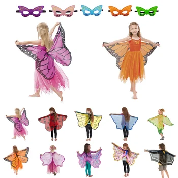 Vaikai drugelis pasakų kostiumu mergina drugelio sparnai Helovinas kostiumas cosplay magija gėlių fėja parodyti atgal papuošalai rekvizitai