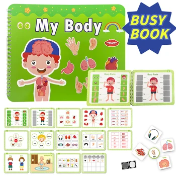 Vaikai Užimtas Knyga - Mano Kūnas / Maisto produktai/Space / Transporto priemonės - Veiklos Rišiklio Ramioje Knygų lipdukas mokymosi ir švietimo Žaislai, kūdikių