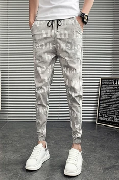 Vasaros Plonas Haremo Kelnės Vyrams Mados 2022 Korėjos Slim Fit Vyrų Atsitiktinis Raidžių Kelnes Streetwear Visų Rungtynių Poilsiu Kelnės Vyrams 36-28