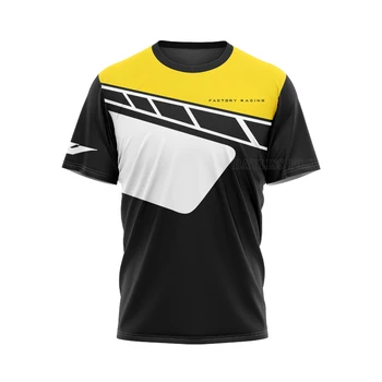 Vasarą Yamaha Quick Dry Kvėpuojantis T Shirt Mens Automobilių Gerbėjai Ractory Lenktynių Komandos Apranga Geltonos Spalvos Neblunka Jersey