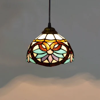 Viduržemio jūros šviesos armatūra Europos Retro Tiffany Spalvinga Stiklo Sietynas, Baras, Restoranas Kūrybos Kaimo Miegamojo Balkonas