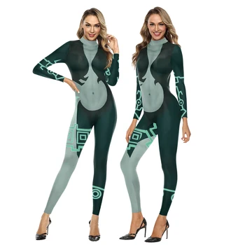 Zawaland Helovinas Šalis Seksualus Slim Jumpsuit Catsuit 3D Skaitmeninis Spausdinimas Cosplay Kostiumas Moterims Spandex Zentai Bodysuits Jumpsuits
