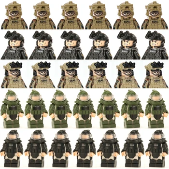 Šiuolaikinės Karinės Statybos Blokus JAV karinio jūrų Laivyno Ruonių Commando Specialiųjų Pajėgų Policininką SWAT Komanda, Mini figūrėlių, Plytos, Dovanos Berniukams